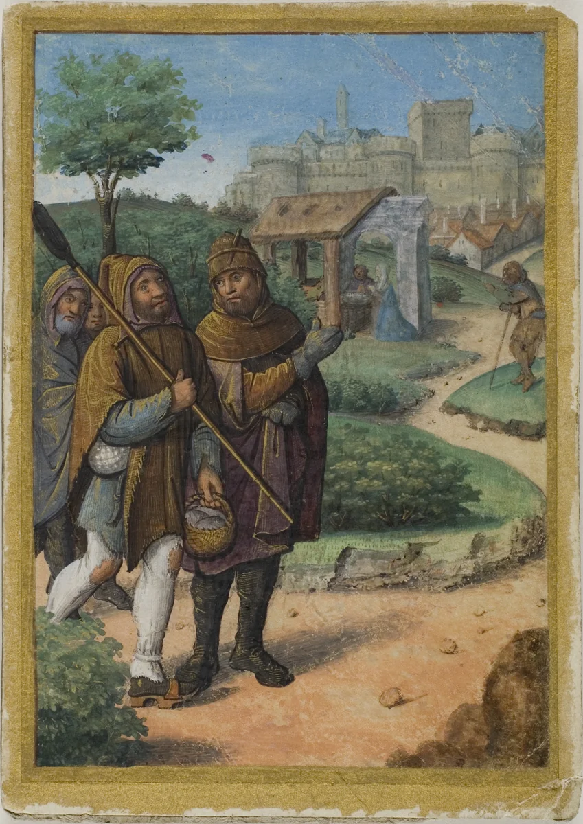 Shepherds on Their Way to the Nativity from a Book of Hours by Jean Poyet, painting, 1489-1499