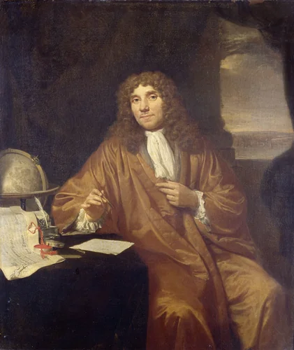 Portrait of Anthonie van Leeuwenhoek, Natural Philosopher and Zoologist in Delft by Jan Verkolje, painting, 1680-1686