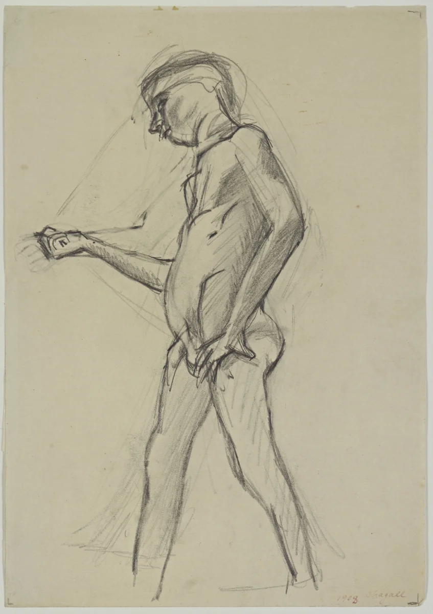 Standing Nude by Marc Chagall, drawing, 1904