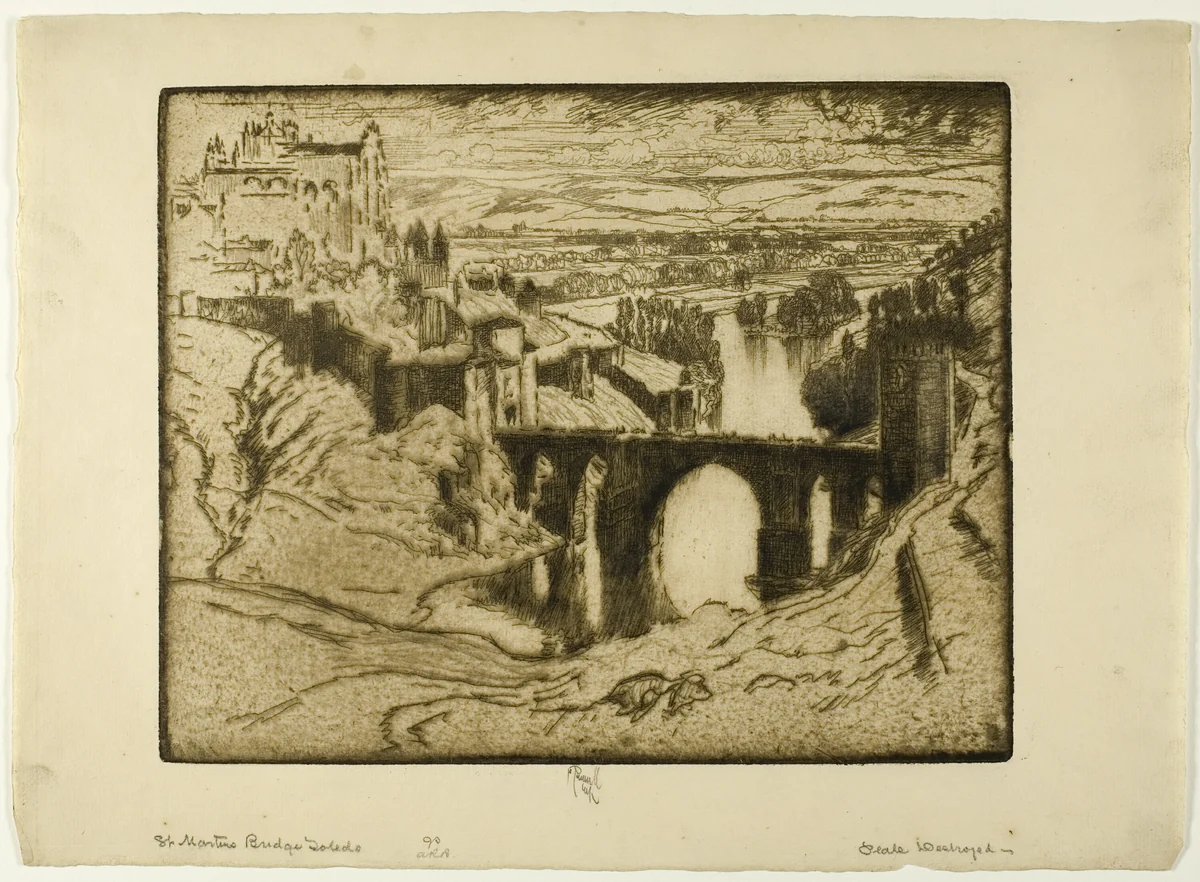 St. Martin's Bridge, Toledo by Joseph Pennell, print, 1904