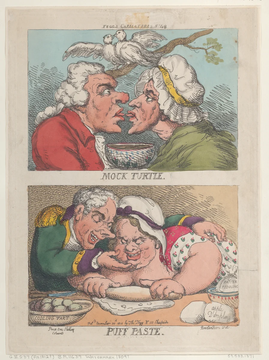 Mock Turtle; Puff Paste by Thomas Rowlandson, print, 1810