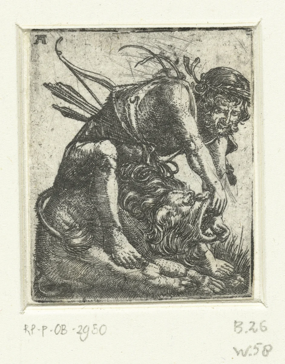 Hercules doodt de Nemeïsche leeuw by Unknown, print, 1506-1538