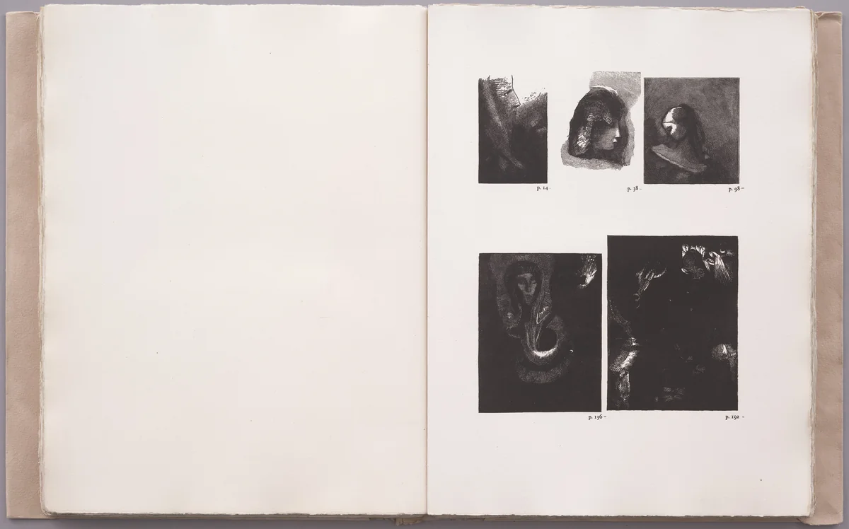 First table of plates from La Tentation de Saint-Antoine by Odilon Redon, illustrated book, 1910