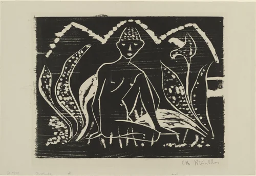 Boy among Leaves (Boy in Reeds) (Knabe zwischen Blattpflanzen [Knabe im Schilf]) by Otto Mueller, print, 1912