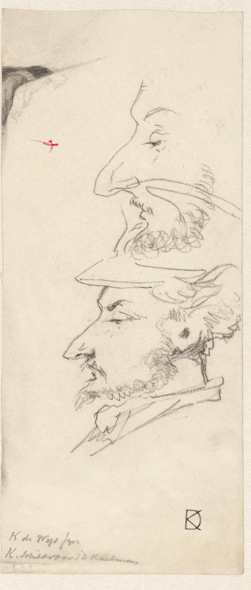 Portret van de kunstschilder K. de Wijs Jzn, en profil naar links by Johan Daniël Koelman, drawing, 1846-1854