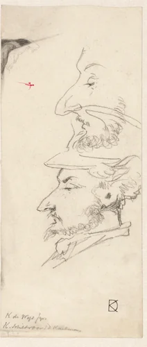 Portret van de kunstschilder K. de Wijs Jzn, en profil naar links by Johan Daniël Koelman, drawing, 1846-1854