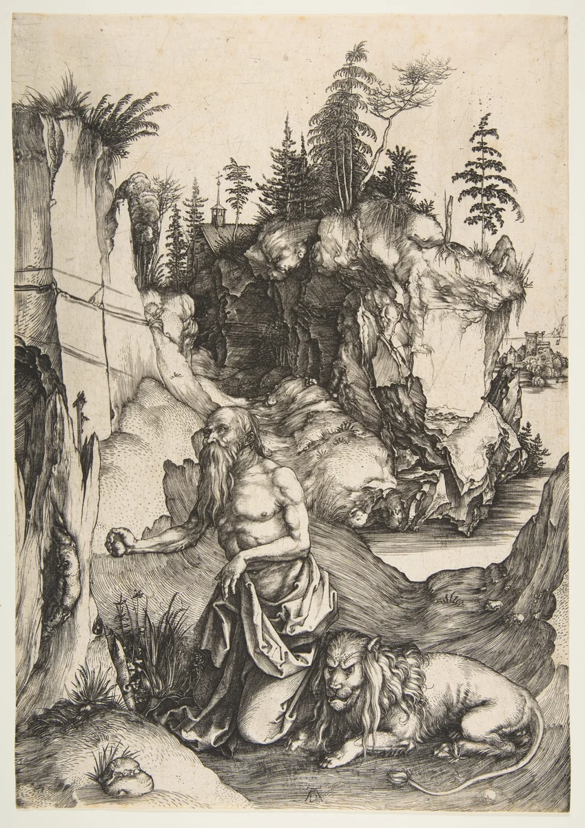 Saint Jerome Penitent in the Wilderness by Albrecht Dürer, print, 1496