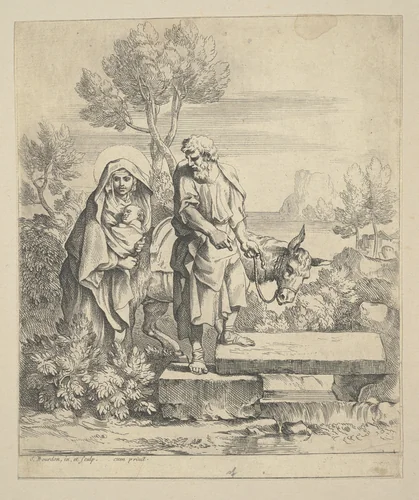 Flight into Egypt by Sébastien Bourdon, print, 1650-1659