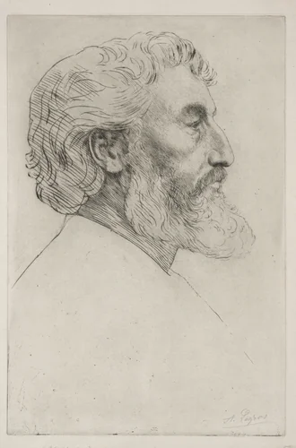 Portrait of Sir Frederick Leighton (first plate) by Alphonse Legros, print, 1873-1883
