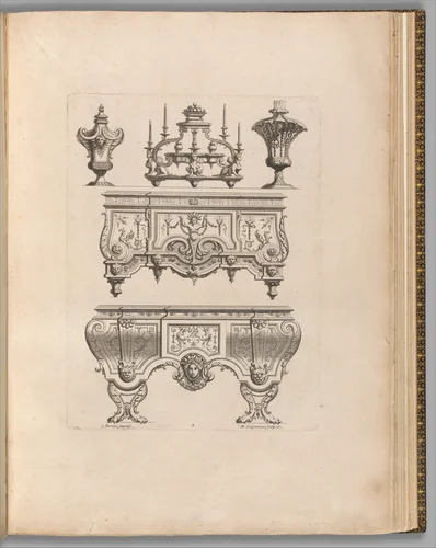Plate, page 71 from "Ornament Designs Invented by J. Berain" by Jean Berain, book, 1650-1715