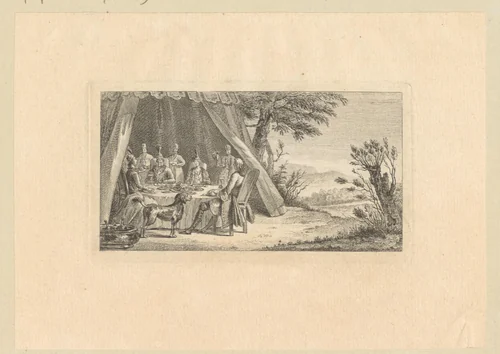 Feestmaal in een tent by Georg Friedrich Schmidt, print, 1774