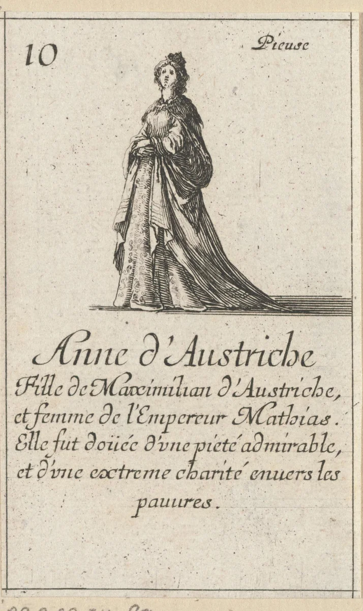 Anna-Maria van Oostenrijk by Stefano della Bella, print, 1620-1664
