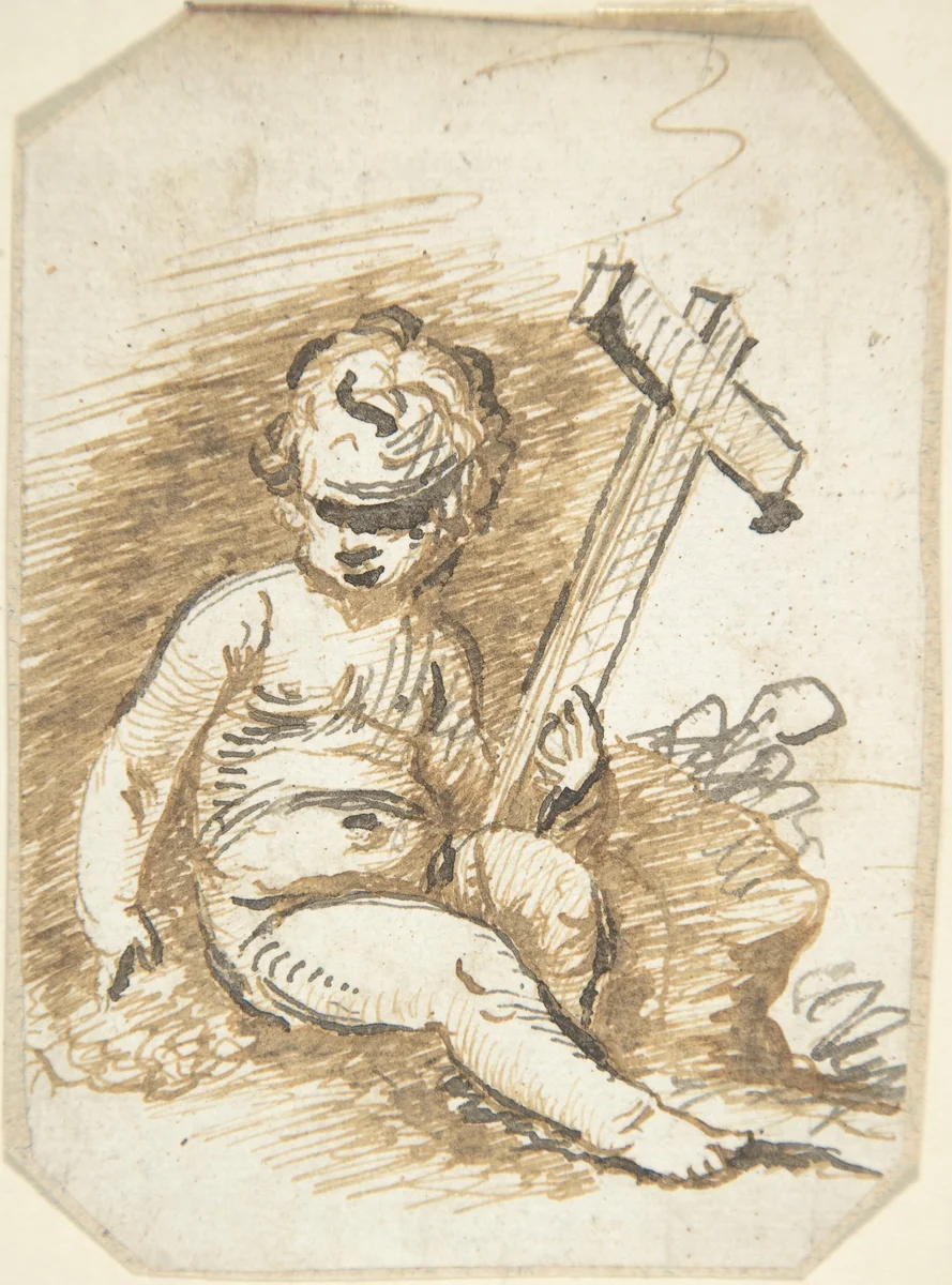Infant Christ with the Cross by anonymous, drawing, 1600-1700