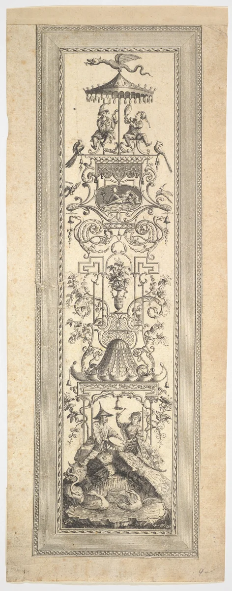 Kiosk Chinois, from Premier cayer de panneaux, frises et sujets arabesques by François Marie Isidore Queverdo, print, 1788