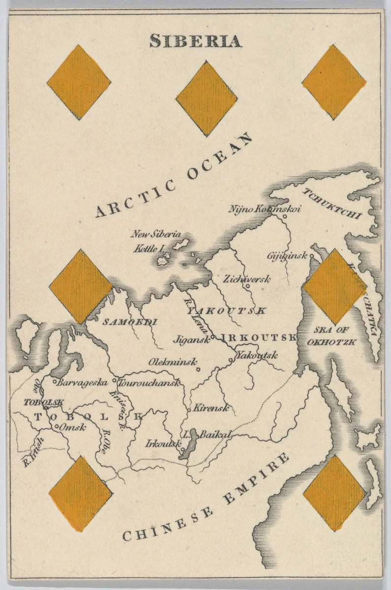 Siberia in Asia, from "Court Game of Geography" by William and Henry Rock, print, 1838-1855