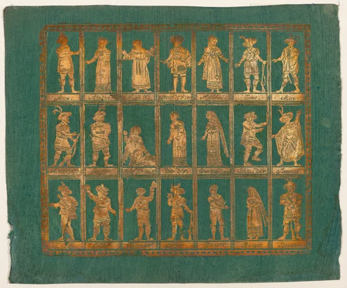 Endpaper with Twenty-One Standing Figures by German 18th Century, print, 1700-1799