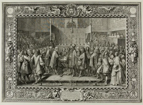 Renewal of the Alliance Between the French and the Swiss in 1663 by Sébastien Le Clerc, print, 1682