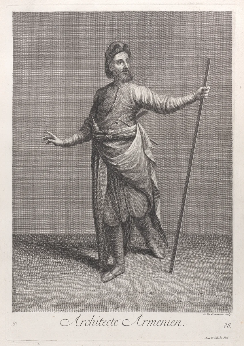 Architecte Armenien, plate 88 from "Recueil de cent estampes représentent differentes nations du Levant" by Jean Baptiste Vanmour, print, 1714-1715
