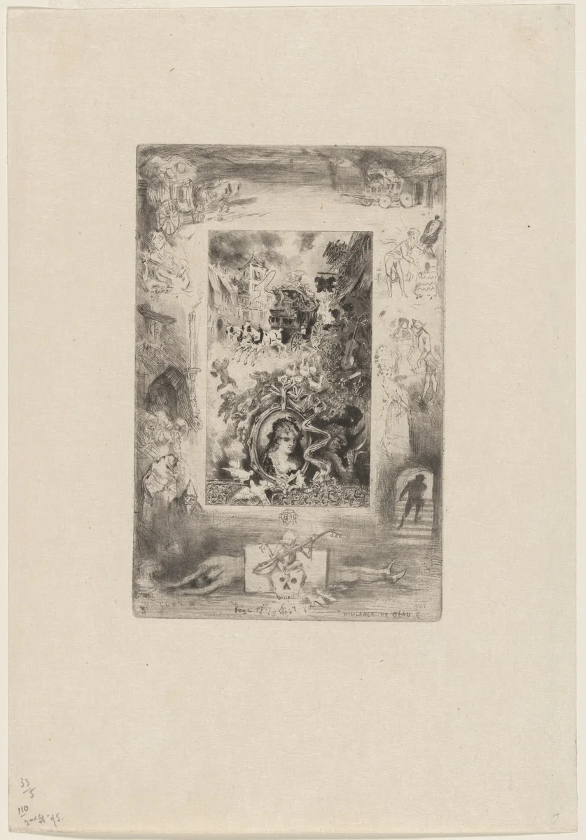 La Diligence de Beaucaire by Félix-Hilaire Buhot, print, 1847-1898