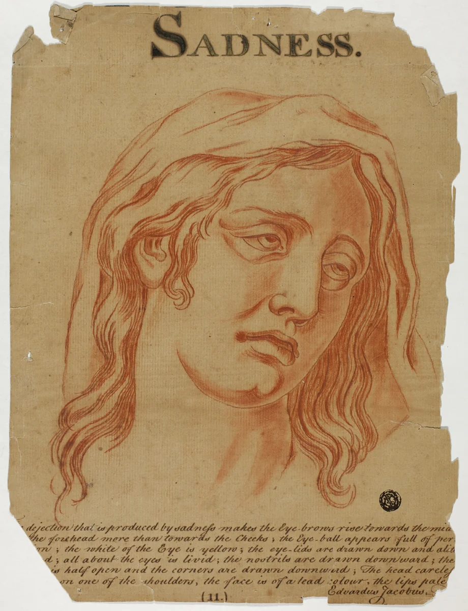 Sadness by Charles Le Brun, drawing, 1698-1799