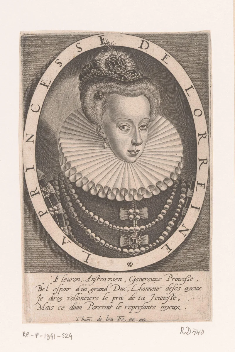 Portret van Claudia van Valois, koningin van Frankrijk by Unknown, print, 1576-1614