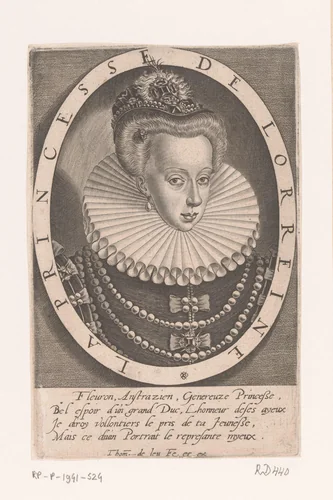 Portret van Claudia van Valois, koningin van Frankrijk by Unknown, print, 1576-1614