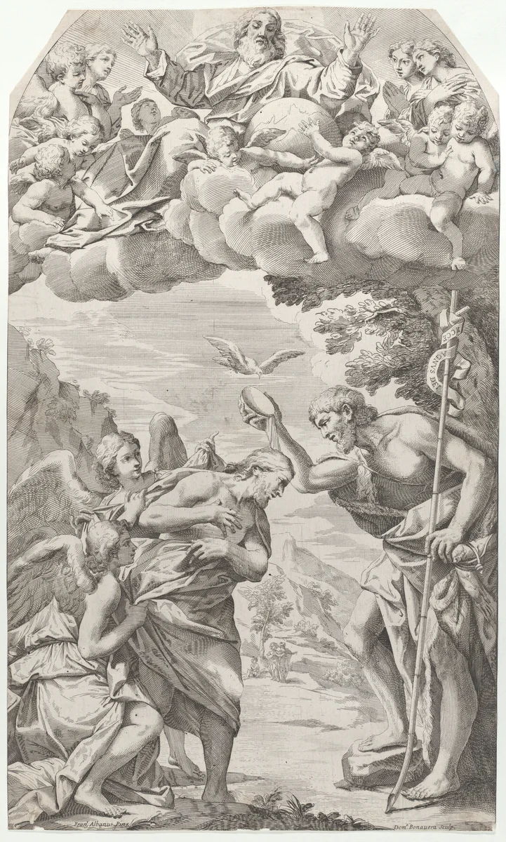 The Baptism of Christ by Domenico Maria Bonavera, print, 1670-1731