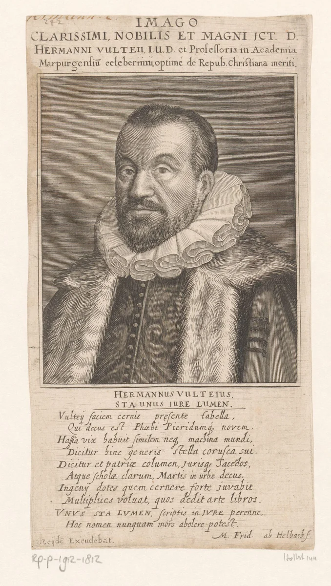 Portret van Hermann Vultejus by Unknown, print, 1583-1634