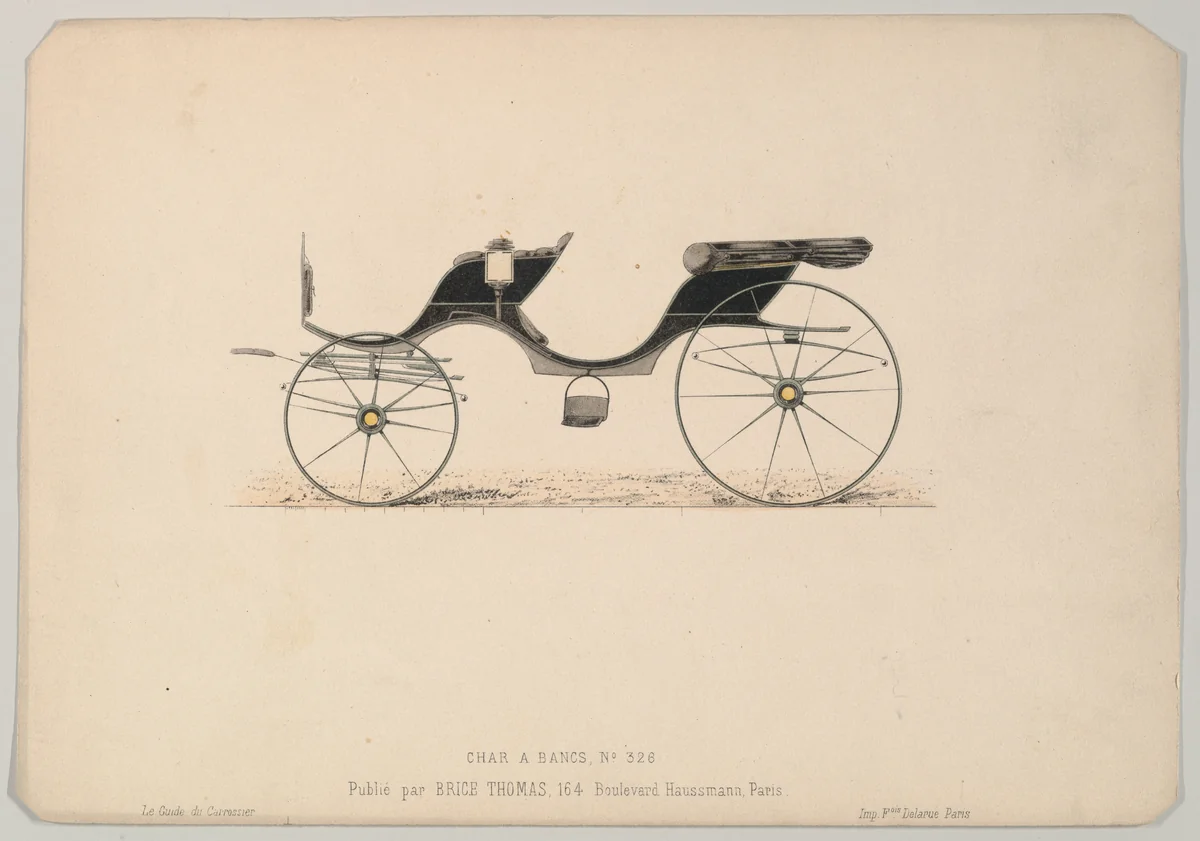 Design for Char a Banc, no. 326, from Le Guide du Carossier by Brice Thomas, print, 1865-1875