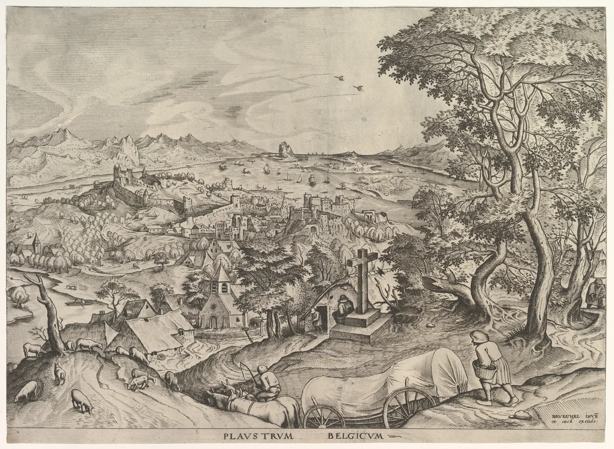 The Belgian Wagon (Plaustrum Belgicum), from "The Large Landscapes" by Johannes van Doetecum, print, 1550-1560
