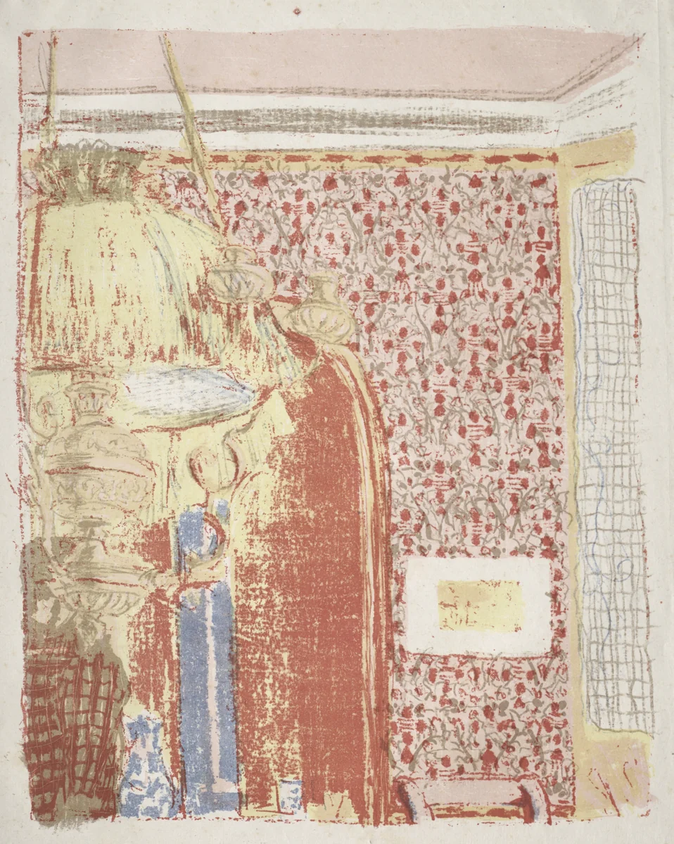 Interior with Pink Wallpaper II by Edouard Vuillard, print, 1899