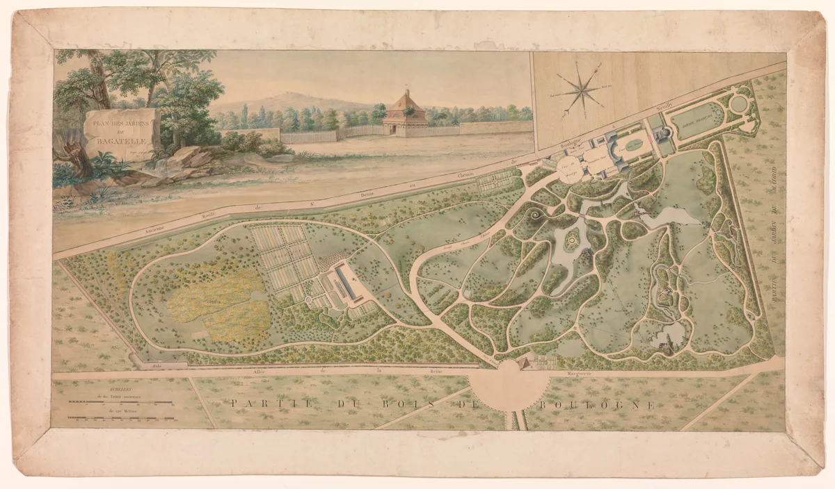 Plan for the Garden of the Château de Bagatelle by Pierre Lapie, drawing, 1817