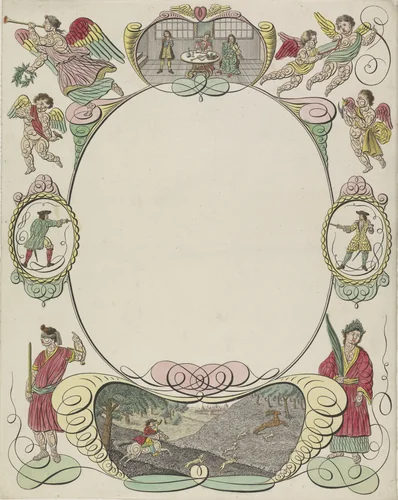 Wensbrief met Neptunus by anonymous, print, 1700-1899