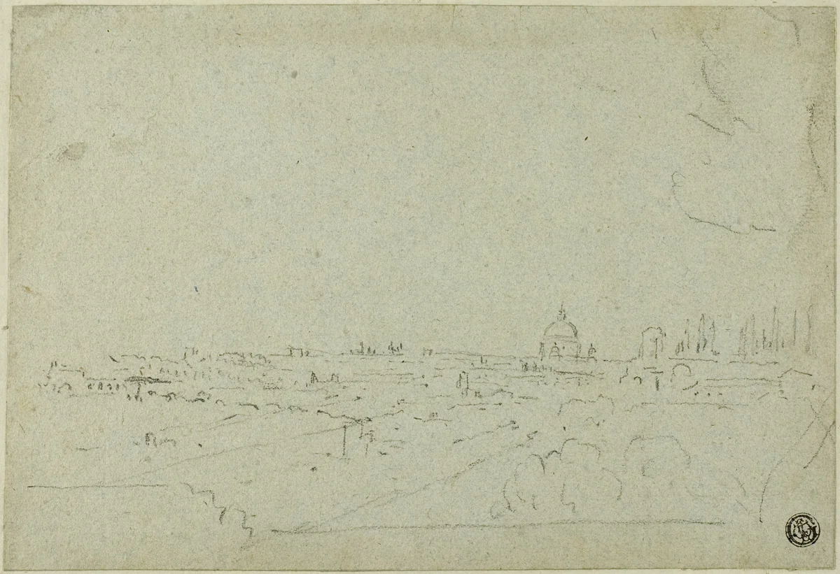 View of Saint Peter's from the Palace of the Caesars, with Circus Maximus Below by Richard Wilson, drawing, 1734-1782