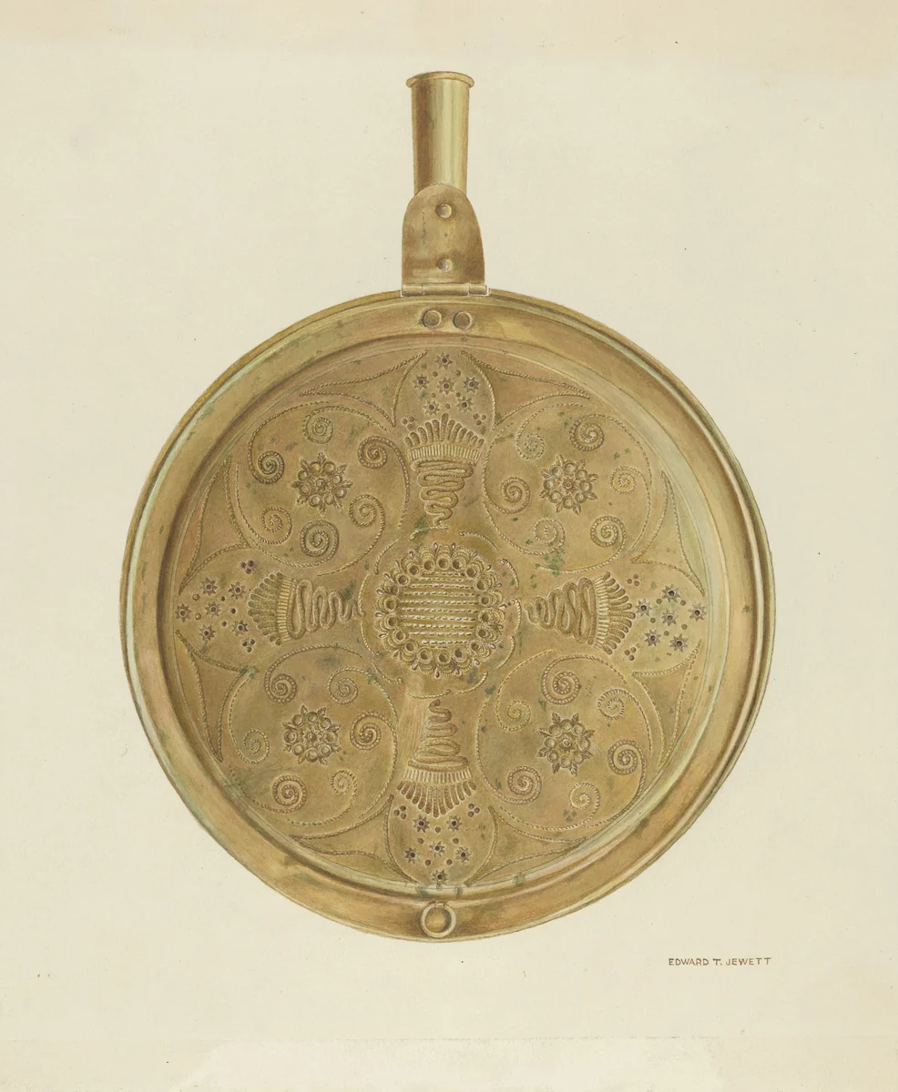 Warming Pan by Edward Jewett, index of american design, 1935-1942