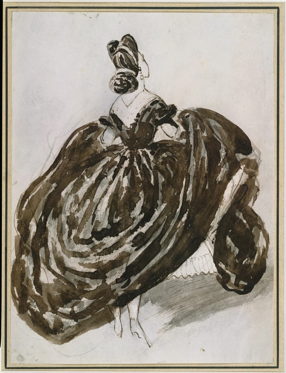 A Parisienne Seen from the Back by Constantin Guys, drawing, 1850-1860