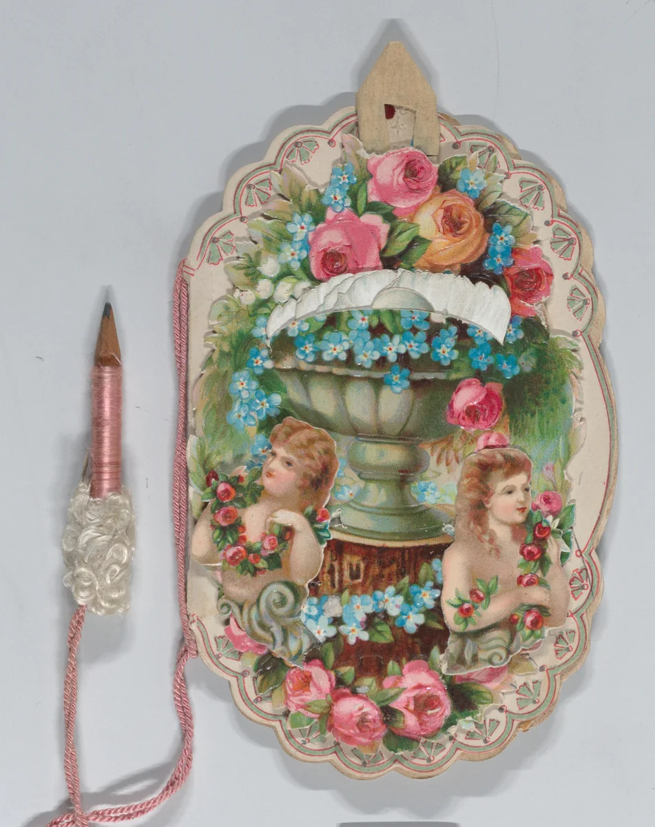 Valentine - Mechanical - elaborate Valentine, Dance Card, Baby by anonymous, other, 1883