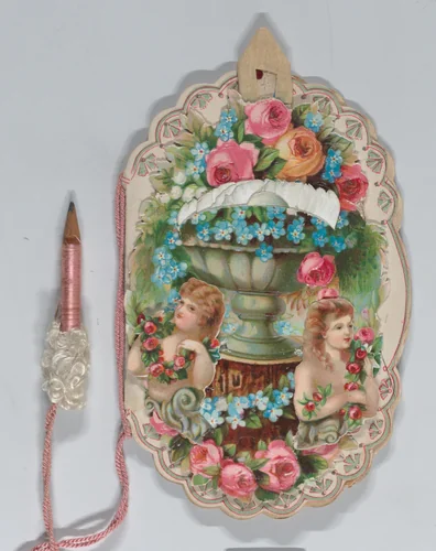 Valentine - Mechanical - elaborate Valentine, Dance Card, Baby by anonymous, other, 1883