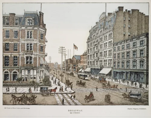 Broadway at 42nd Street, New York by Charles Magnus & Company, print, 1850-1900