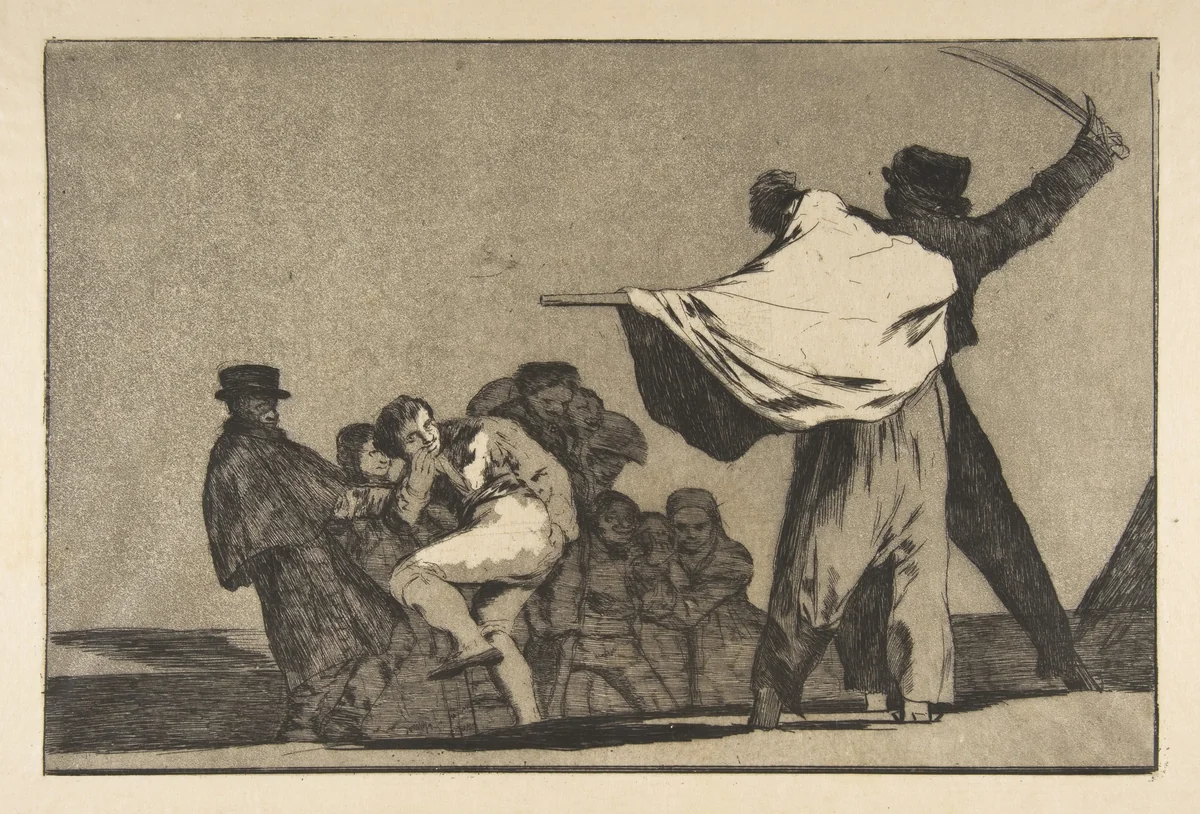 'Well-Known Folly' from the 'Disparates' (Follies / Irrationalities, Plate A) by Goya, print, 1810-1820