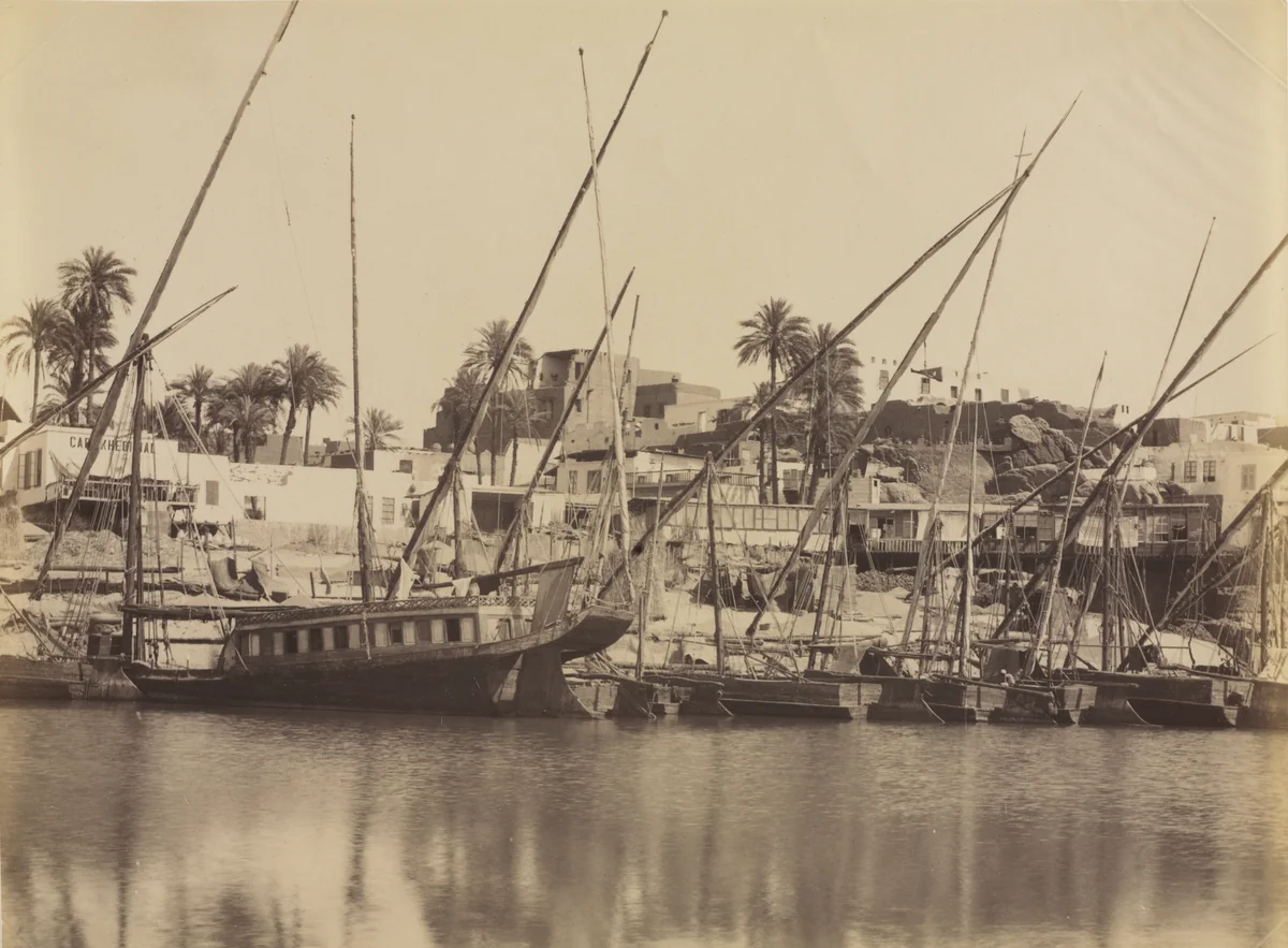 View of Aswan - Along the Nile by Antonio Beato, photograph, 1870-1889