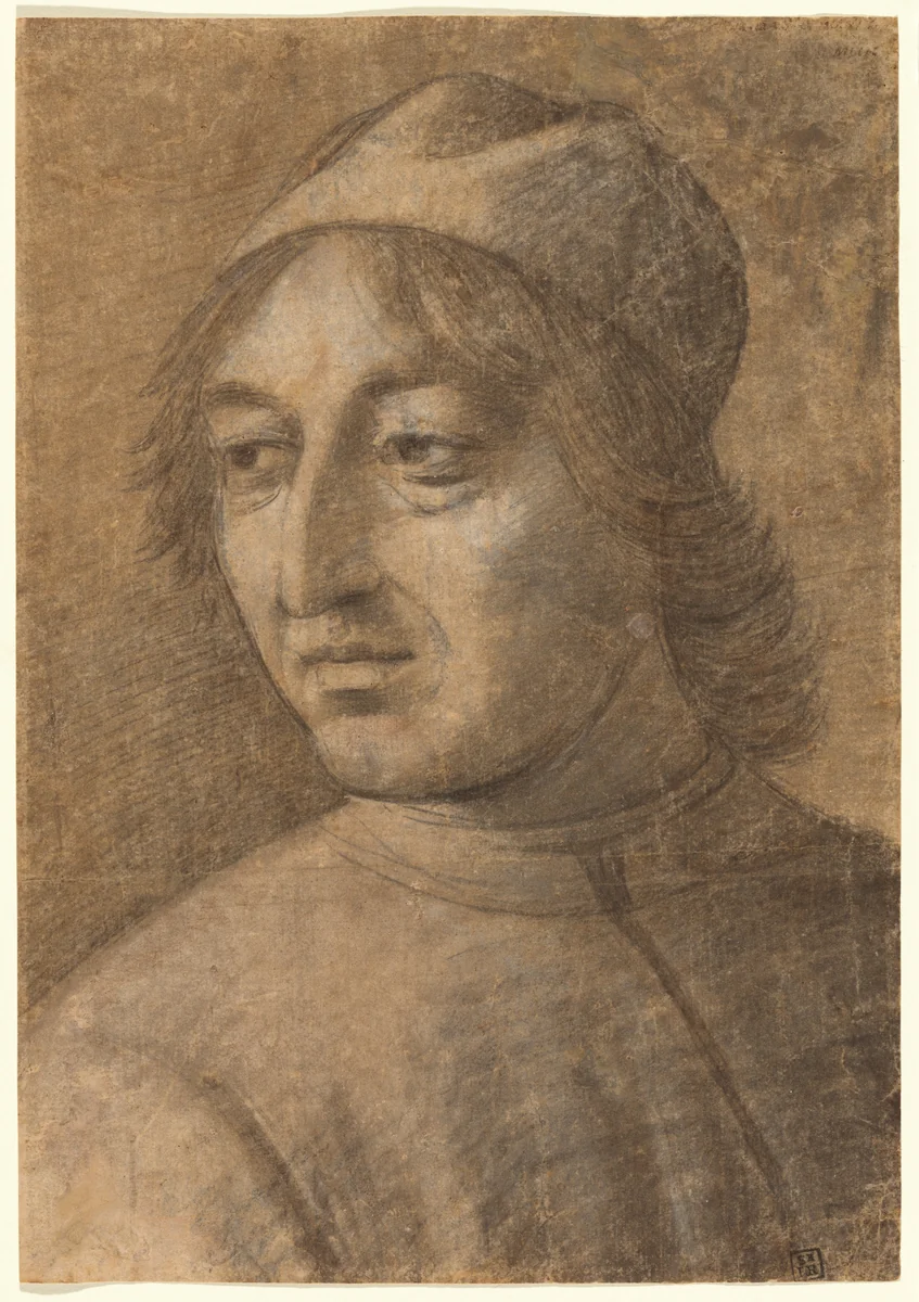 Head of a Man with a Cap by Domenico Ghirlandaio, drawing, 1500-1599