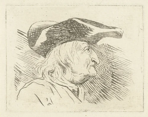 Manshoofd met steek in profiel naar rechts by Louis Bernard Coclers, print, 1756-1817