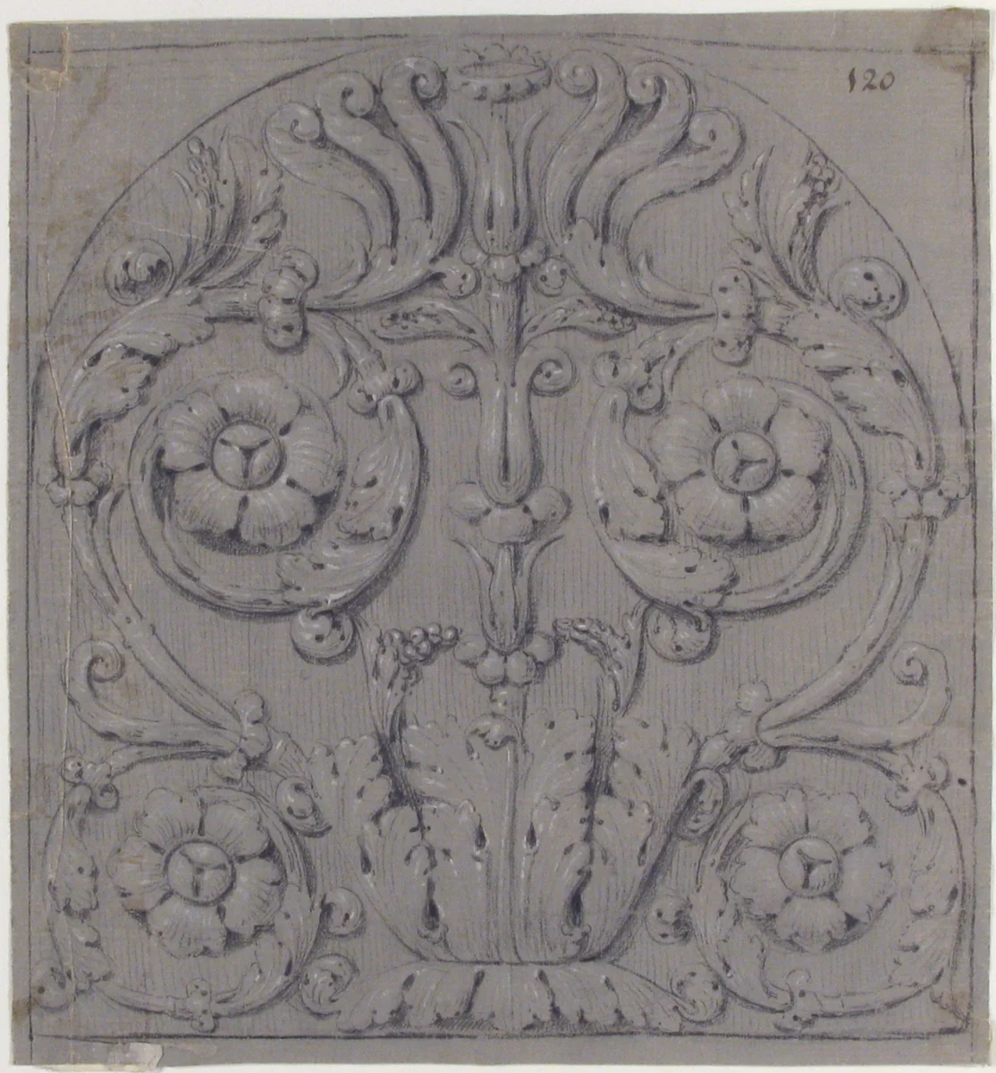 Design for Sculpted Ornament by anonymous, drawing, 1820-1855