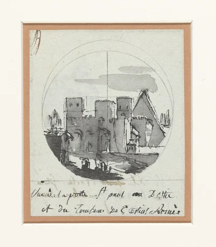 De Porta Ostiense en de pyramide van Cestius by Victor Jean Nicolle, drawing, 1787-1811