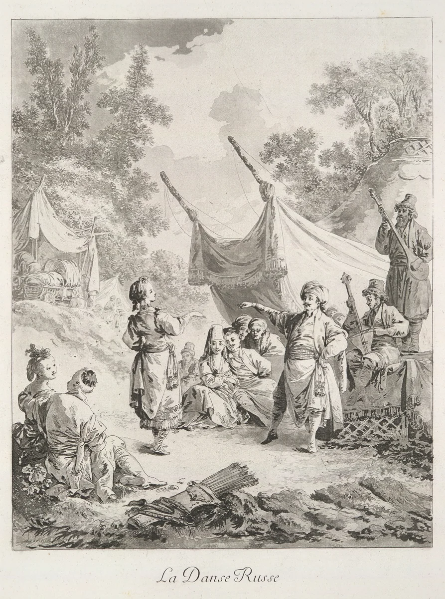 The Russian Dance, in Oeuvres de Jean-Baptiste Le Prince, peintre du Roi by Jean Baptiste Le Prince, book, 1782