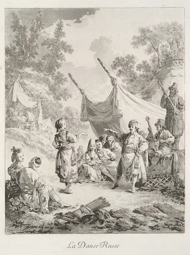 The Russian Dance, in Oeuvres de Jean-Baptiste Le Prince, peintre du Roi by Jean Baptiste Le Prince, book, 1782