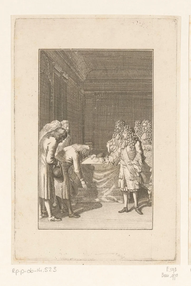 Waldenzen buigen voor keurvorst Friedrich Wilhelm by Daniel Nikolaus Chodowiecki, print, 1787