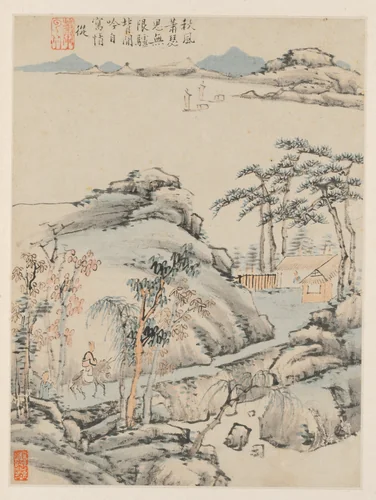 Album of Seasonal Landscapes, Leaf F (previous leaf 5) by Xiao Yuncong, painting, 1668