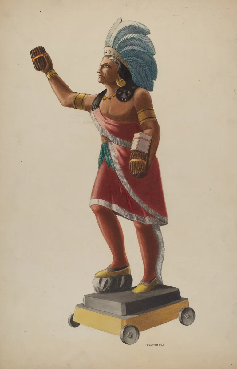 Cigar Store Indian by Louis Plogsted, index of american design, 1938